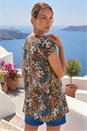 Khaki Floral Lace Puff Print Tunic Top, Image 3 of 4