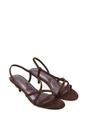 Brown XY LONDON Brown 'Kayla' Slip On Strappy Slingback Kitten Heeled Sandals, Image 5 of 6