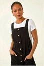 Black Petite Corduroy Pinafore Dress, Image 3 of 6