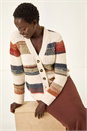 Ivory  Stripe Buttoned Knit Cardigan, Image 2 of 7