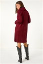 Wine Roll Neck Knitted Jumper Dress, Image 2 of 5