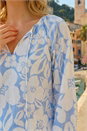 Blue Floral Print Tie Neck Tunic Top, Image 4 of 4