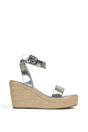 Silver 'Linda' Strappy Platform Woven Wedge Heel Sandals, Image 1 of 5