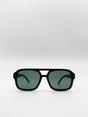 Black Navigator Retro Style Plastic Frame Sunglasses, Image 1 of 6