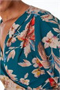 Dark Green Petite Floral Wrap Dress, Image 4 of 5