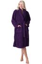 Purple Camille Lingerie Purple Supersoft Fleece Jaquard Bathrobe, Image 1 of 5