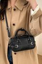 Black Barrel Satchel handbag With Shoulder Strap, Image 2 of 4