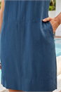 Navy  Seam Detail Pocket Shift Dress, Image 4 of 4