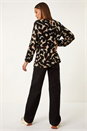 Black Abstract Print Textured Top, Image 4 of 5