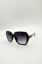 Black Round Square Side Detail Sunglasses In Black, Image 3 of 4