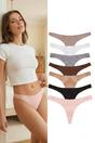 Multi WOVCOR Multi 7 Pack Seamless Plain Thong Briefs Set, Image 1 of 3