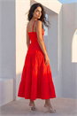 Red Dusk Cotton Tiered Maxi Dress, Image 3 of 4