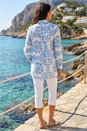 Light Blue  Abstract Print Collared Shirt, Image 3 of 4