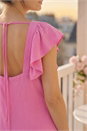 PINK Dusk Ruffle Detail Midi Dress, Image 4 of 4