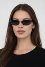 Black Retangle Wrap Around Metal Sunglasses In Gun Metal, Image 4 of 5