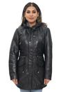 Black Leather Hooded Parka Jacket-Bucharest, Image 1 of 6