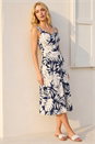 Ivory  Palm Leaf Print Midi Dress, Image 3 of 4