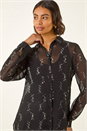 Black Spot Foil Print Longline Shirt, Image 4 of 5