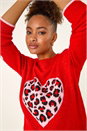 Red Animal Heart Detail Knit Jumper , Image 1 of 5