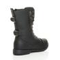 Black Lace Up Zips Military Biker Ankle Boots, Image 4 of 5