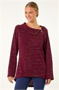 Red Abstract Side Split Zip Top, Image 1 of 6