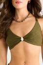 Olive Olive Textured Hardware Detail Bikini Top, Image 3 of 4