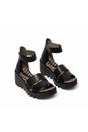 Black Womens Stylish Wedge Sandals-BONO290FLY, Image 2 of 5