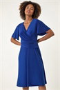 Blue Wrap Over Stretch Dress, Image 1 of 5