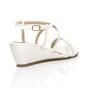 White AJVANI White Mid Wedge Heel Crossed Straps Sandals, Image 4 of 6