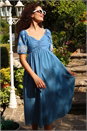 Light Denim Cotton Embroidered Midi Dress, Image 6 of 6
