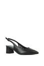 Black XY LONDON Black 'Devon' Court Shoe Block Heels With Slingback, Image 2 of 6