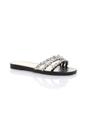 Black Flat Diamante Sandals Flip Flops Sliders, Image 1 of 4
