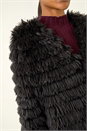 Black Faux Fur Fluffy Layered Jacket, Image 6 of 6
