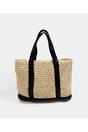 Beige Octavia - Straw Tote Bag, Image 1 of 3