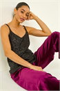 Black Dusk Embellished Sequin Cami Top, Image 1 of 5