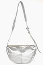 Silver Metallic Leather Half Moon Crossbody Bag, Image 1 of 3