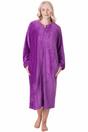 Purple Camille Lingerie Purple Supersoft Zip Front Embossed Housecoat, Image 1 of 5