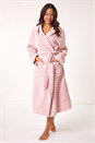 Pink Pinstripe Honeycomb Hooded Dressing Gown, Image 2 of 5