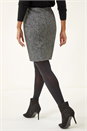 Grey Smart Textured Elastic Waist Stretch Skirt, Image 4 of 5