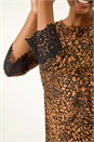 Ochre Lace Cuff Printed Stretch Top, Image 5 of 5