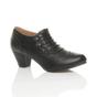 Black AJVANI Black Mid Heel Brogue Button Ankle Boots Shoe Boots, Image 1 of 6