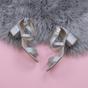 Silver AJVANI Silver Mid Block Heel Crossed Straps Sandals, Image 4 of 6