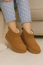 Tan AJVANI Tan Faux Fur Lined Mini Ankle Boot Slippers, Image 2 of 5