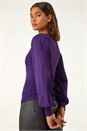 Purple Chiffon Sleeve Knit Jumper, Image 1 of 5