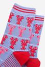 Blue Fair Isle Love Heart Lobsters Bamboo Ankle Socks, Image 4 of 4