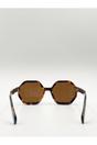 Brown Tortoiseshell Oversized Hexagon Frame Sunglasses, Image 3 of 3