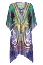 Emerald Tropical Print Diamante Kaftan, Image 4 of 4