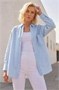 Blue Petite Stripe Buttoned Pocket Shirt, Image 1 of 4