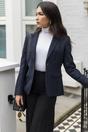 Navy Infinity Leather Navy Women's Navy Tweed Formal Blazer, Image 2 of 7