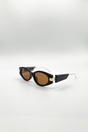 Black SVNX Black Oval Metal Detail Sunglasses, Image 3 of 5
